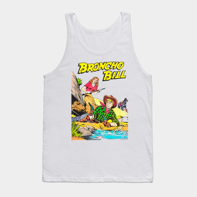 Confrontation Cowboy Broncho Bill Western Retro Comic Tank Top by REVISTANGO